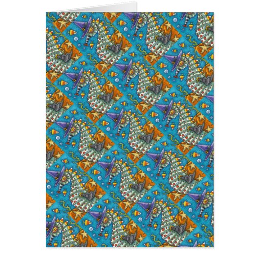 KANDY CORN SEAHORSE, ONDER HET ZEE HALLOEEN KAART (Voorkant)