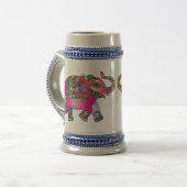 Kandy, kleurrijk roze Elephant mok bier stein (Voorkant links)