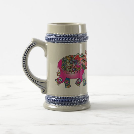 Kandy, kleurrijk roze Elephant mok bier stein (Links)