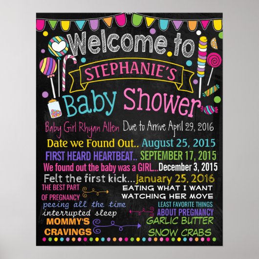 Kandyland-Baby shower-bordbord Poster (Voorkant)