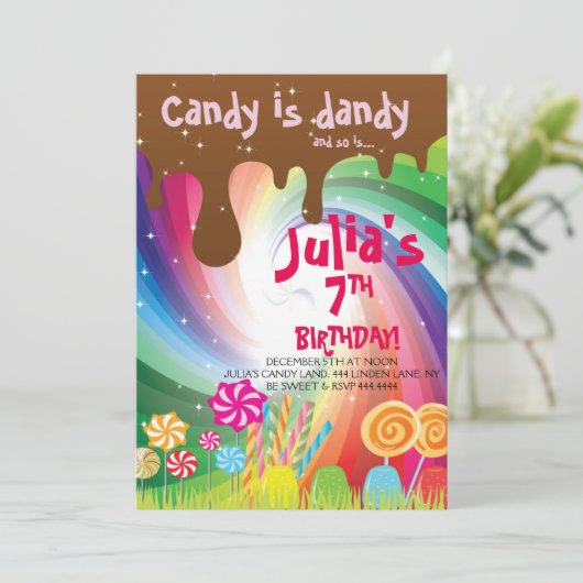 Kandyland Birthday Party Kaart (Staand voorkant)
