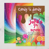 Kandyland Birthday Party Kaart (Voorkant / Achterkant)