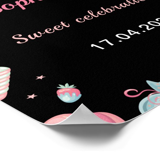 Kandyland Birthday Welkomstteken roze en zwart Poster (Hoek)