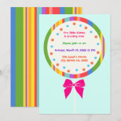 Kandyland Lollipop Birthday-uitnodigingen Kaart (Voorkant / Achterkant)