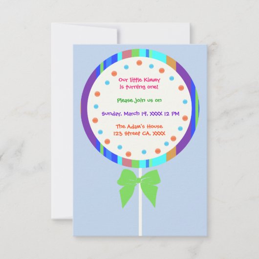 Kandyland Lollipop Birthday-uitnodigingen Kaart (Voorkant)
