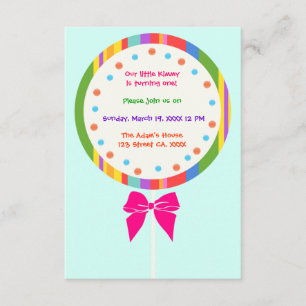 Kandyland Lollipop Birthday-uitnodigingen Kaart