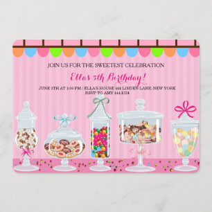 Kandyland Sweet Shoppe Birthday Invitations Kaart