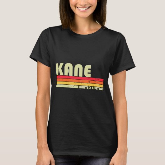 Kane geschenknaam gepersonaliseerd grappig retro v t-shirt (Voorkant)