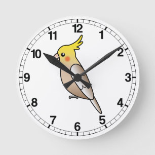 Kaneel Cartoon Kaketiel Papegaai Vogel Ronde Klok