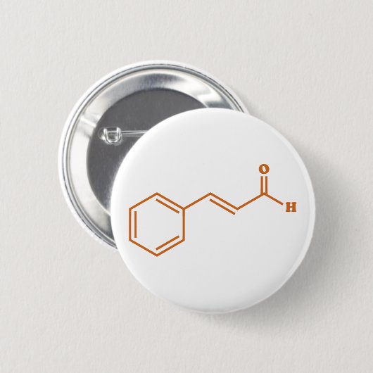 Kaneel Cinnamaldehyde Moleculaire Chemische Formul Ronde Button 5,7 Cm (Voorkant /achterkant)