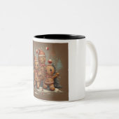 Kaneel Dromen: Feestelijke peperkoek Man Kerstmis Tweekleurige Koffiemok (Voorkant rechts)