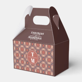 Kaneel en Marsala Art Deco Trouwgunstdoos Bedankdoosjes