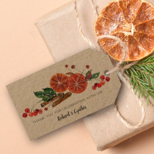 kaneel en Oranje Slices Favor Cadeaulabel