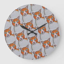 Kaneel en witte kat wandklok