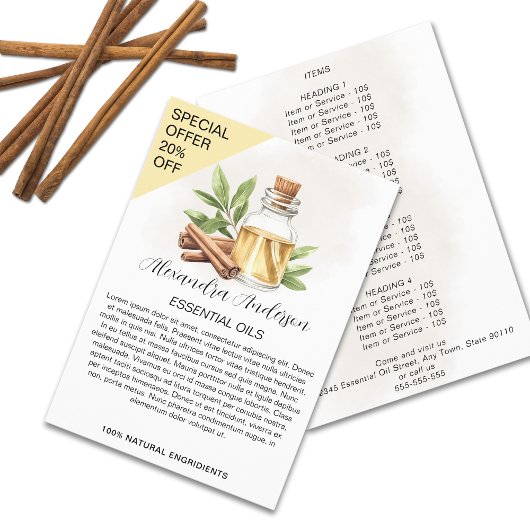 Kaneel Etherische Oliën Aquarel Bloemschildering Flyer