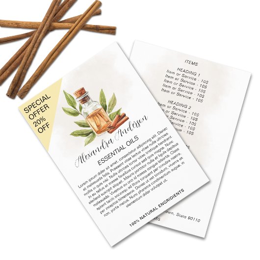 Kaneel Etherische Oliën Aquarel Groenbladeren Flyer