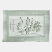 Kaneel Kruik Keukenhanddoek – Groene Gingham Rand (Horizontaal)