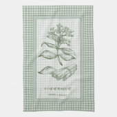 Kaneel Kruik Keukenhanddoek – Groene Gingham Rand (Verticaal)