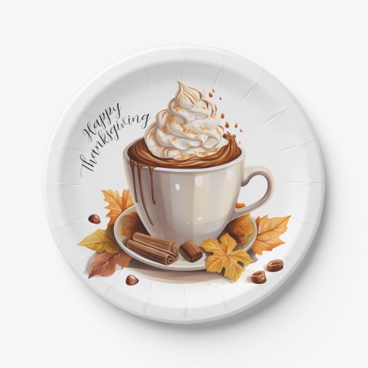 Kaneel Latte Thanksgiving Papier Borden Papieren Bordje (Voorkant)