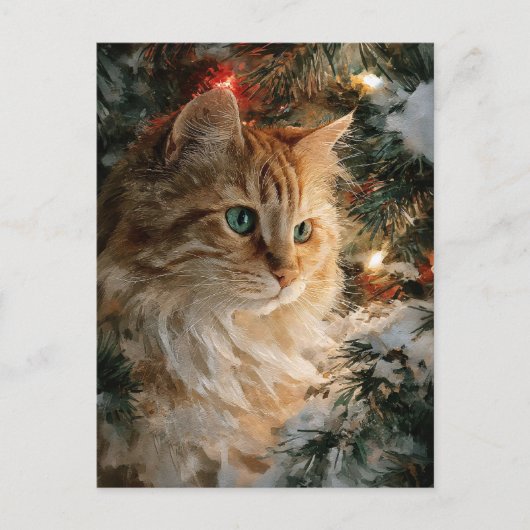 Kaneel Maine Coon Kerstmis Briefkaart (Voorkant)