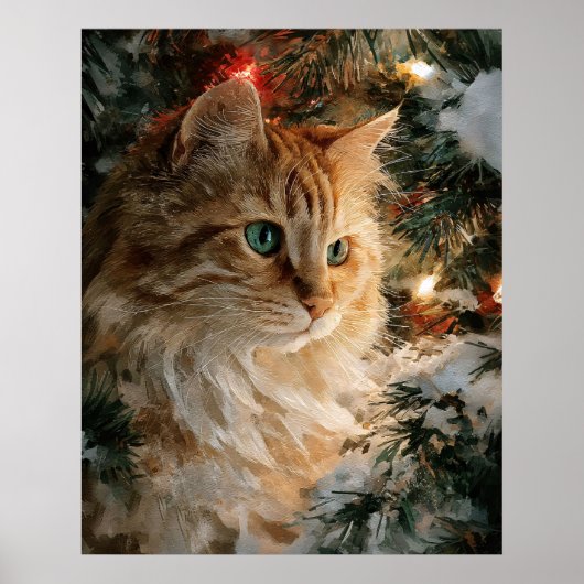 Kaneel Maine Coon Kerstmis Poster (Voorkant)