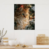 Kaneel Maine Coon Kerstmis Poster (Keuken)