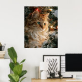 Kaneel Maine Coon Kerstmis Poster (Thuiskantoor)