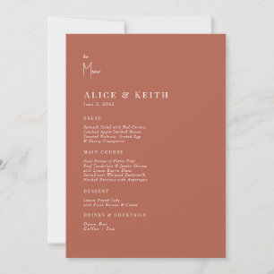 Kaneel Modern Wedding Menu Kaart