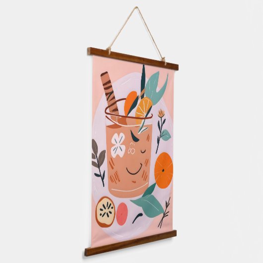 Kaneel & Oranje cocktail Hangend Wandkleed (Gebogen)