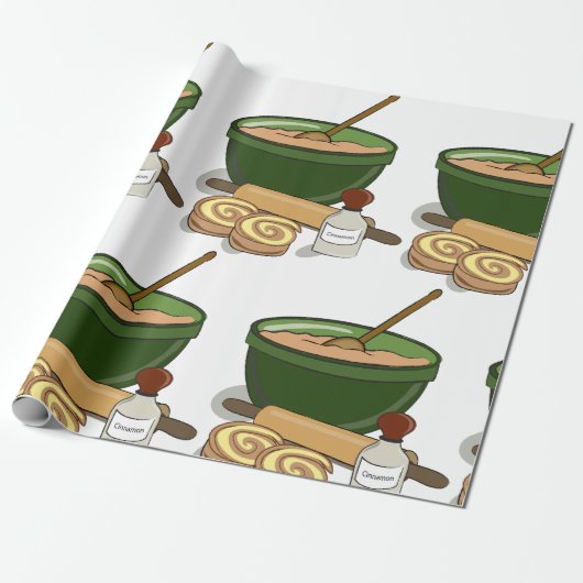 Kaneel Roll Baking Ingrediënten Gezellige Keuken Cadeaupapier (Uitgerold)