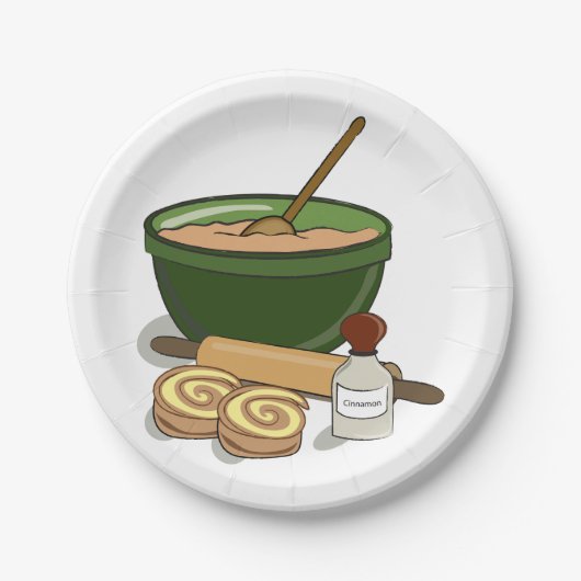 Kaneel Roll Baking Ingrediënten Gezellige Keuken Papieren Bordje (Voorkant)