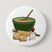 Kaneel Roll Baking Ingrediënten Gezellige Keuken Ronde Button 7,6 Cm (Voorkant)