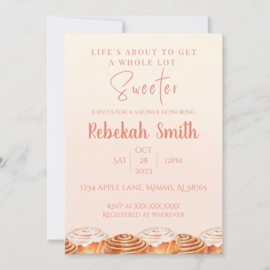 Kaneel Roll Douche Uitnodiging (Voorkant)