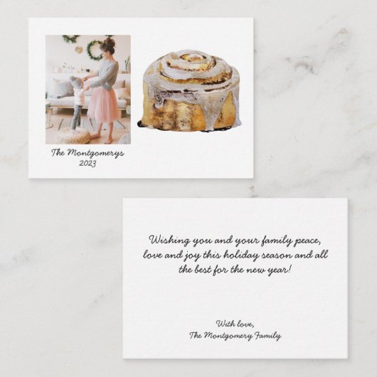 Kaneel Roll Foto Kerst Vakantie Kaart Notitiekaartje (Voorkant / Achterkant)