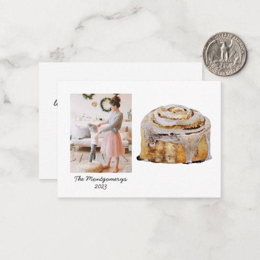 Kaneel Roll Foto Kerst Vakantie Kaart Notitiekaartje (Voorkant / Achterkant in situ)