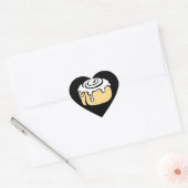 Kaneel Roll Honey Bun Cartoon Design in Zwart Hart Sticker (Envelop)