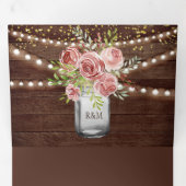 Kaneel Roos Bloemen Mason Jar Rustiek Hout Bruilof Drieluik Uitnodiging (Binnenzijde eerst)