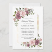 Kaneel Roos Blush Bloemen Boho Repetitie Diner Kaart (Voorkant)