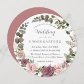 Kaneel Roos Blush Bloemen Groen Boho Bruiloft Kaart (Voorkant / Achterkant)