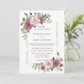 Kaneel Roos Blush Bloemen Groen Boho Bruiloft Kaart (Staand voorkant)