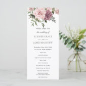 Kaneel Roos Blush Bloemen Groen Boho Bruiloft Programmakaart (Staand voorkant)