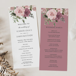 Kaneel Roos Blush Bloemen Groen Boho Bruiloft Programmakaart