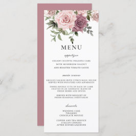 Kaneel Roos Blush Bloemen Groen Bruiloft Menu