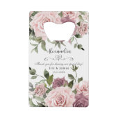 Kaneel Roos Blush Bloemen Huwelijksgunst Creditkaart Flessenopener (Voorkant)