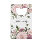Kaneel Roos Blush Bloemen Huwelijksgunst Creditkaart Flessenopener (Achterkant)