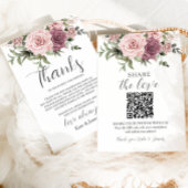 Kaneel Roos Blush Floral QR Foto's delen Bruiloft Bedankkaart