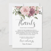 Kaneel Roos Blush Floral QR Foto's delen Bruiloft Bedankkaart (Voorkant)