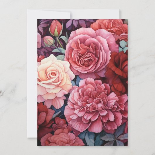 Kaneel Roos en Stoffig Roos Bloemenbruiloft Kaart (Achterkant)