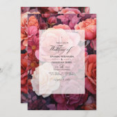 Kaneel Roos en Stoffig Roos Bloemenbruiloft Kaart (Voorkant / Achterkant)