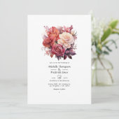 Kaneel Roos en Stoffig Roos Bloemenbruiloft Kaart (Staand voorkant)